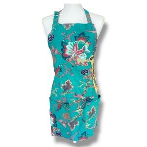 Karma Living Apron Floral Bird Print‎ Boho Cottagecore 100% Cotton Tie Back O/S